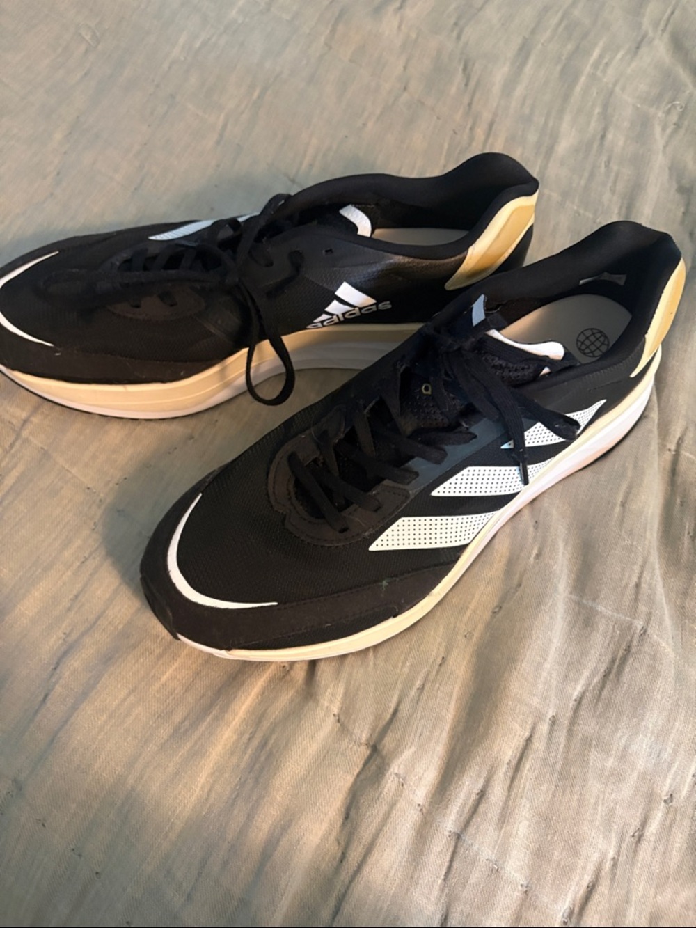 adidas Men's Black, White and Cream Adizero Boston 19 Running Shoes, 11.5